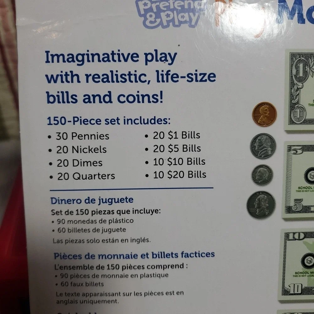 Learning Resources OS Cash Register Kids Red Blue Play Money Set STEM Math Toy